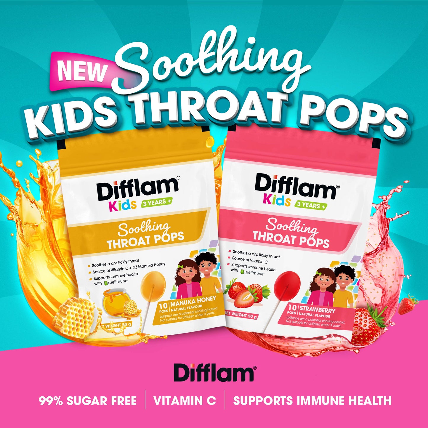 Difflam Kids Soothing Throat Pops
