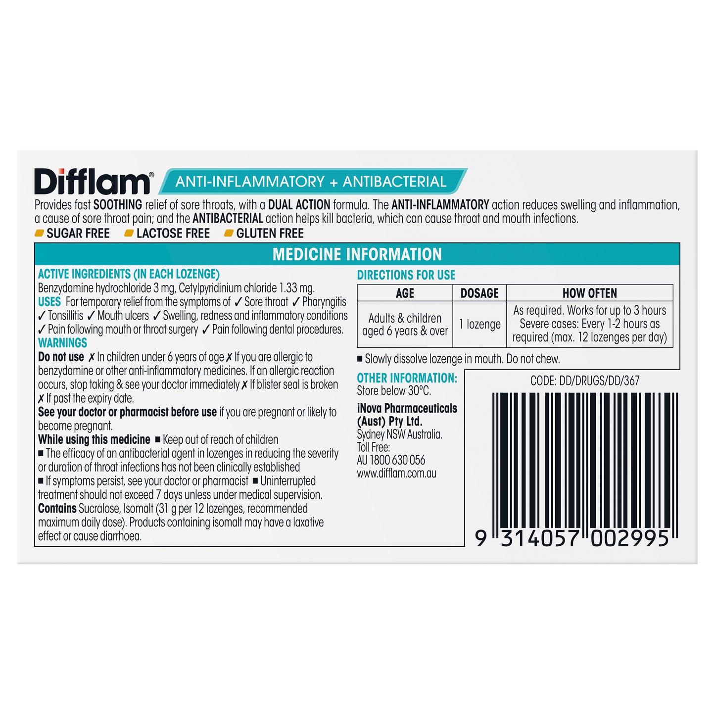 Difflam Sore Throat Lozenge