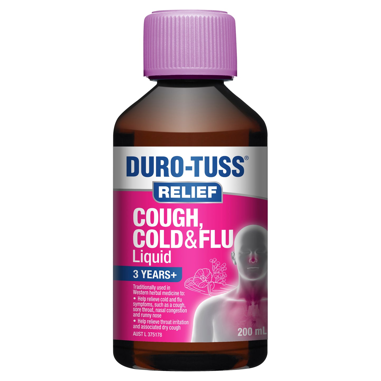 DURO-TUSS RELIEF Cough, Cold & Flu Liquid - Natural Berry & Banana Flavour
