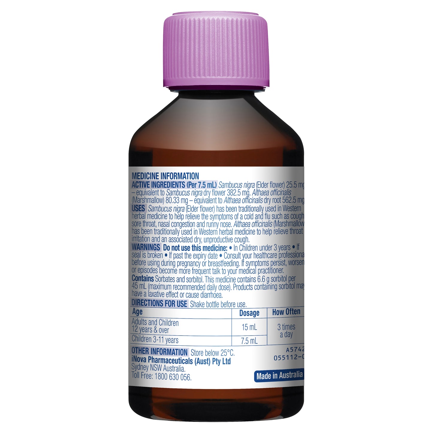DURO-TUSS RELIEF Cough, Cold & Flu Liquid - Natural Berry & Banana Flavour