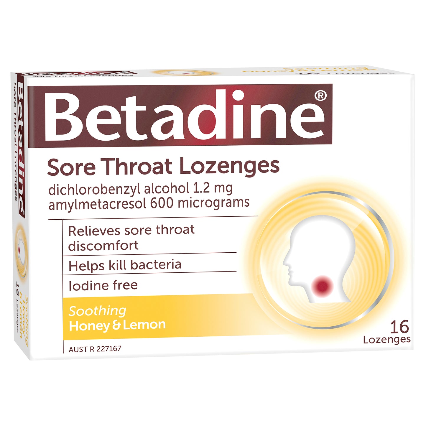 Betadine Sore Throat Lozenges Honey & Lemon - 16s