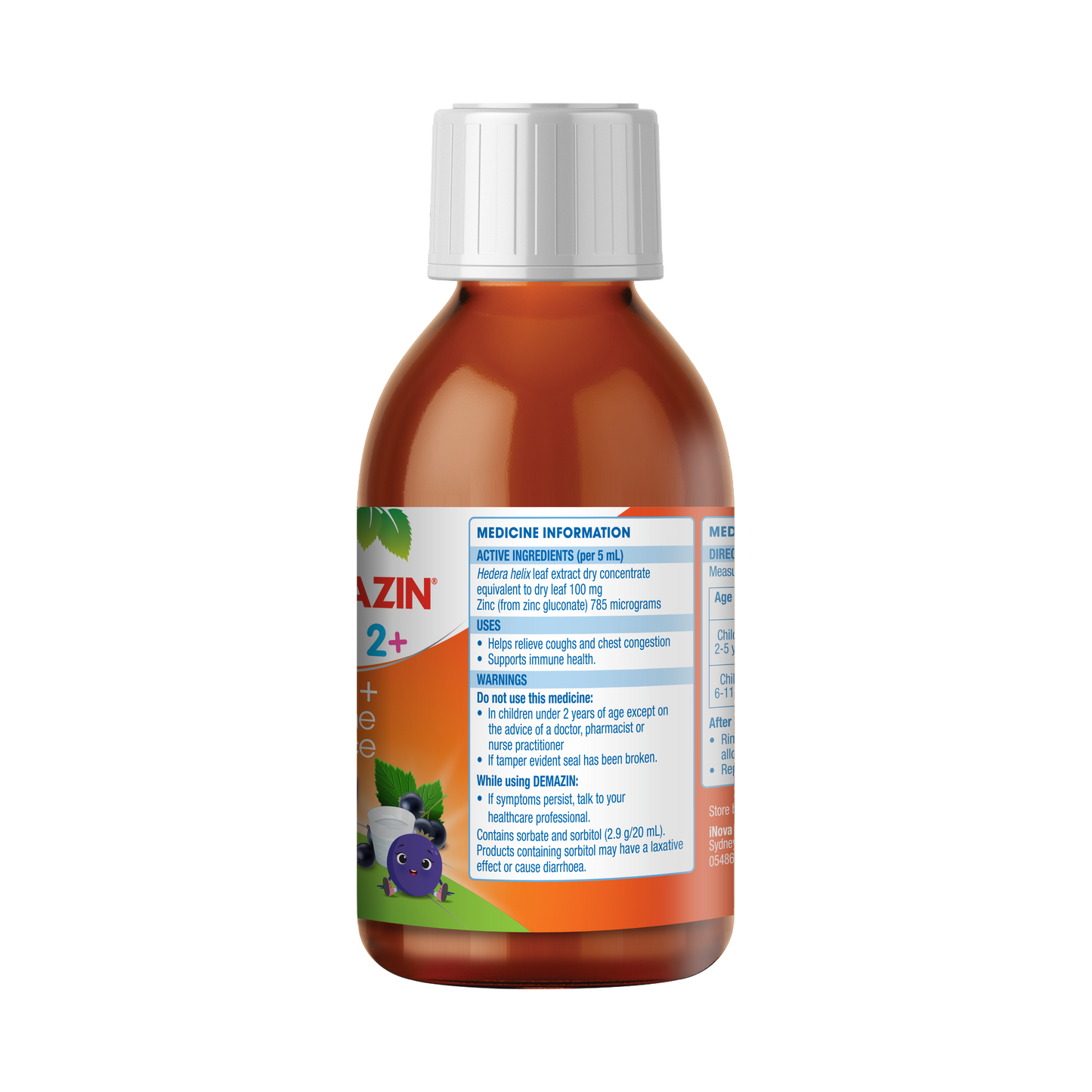 Demazin Kids 2+ Cough + Immune Defence Syrup Natural Berry Flavour