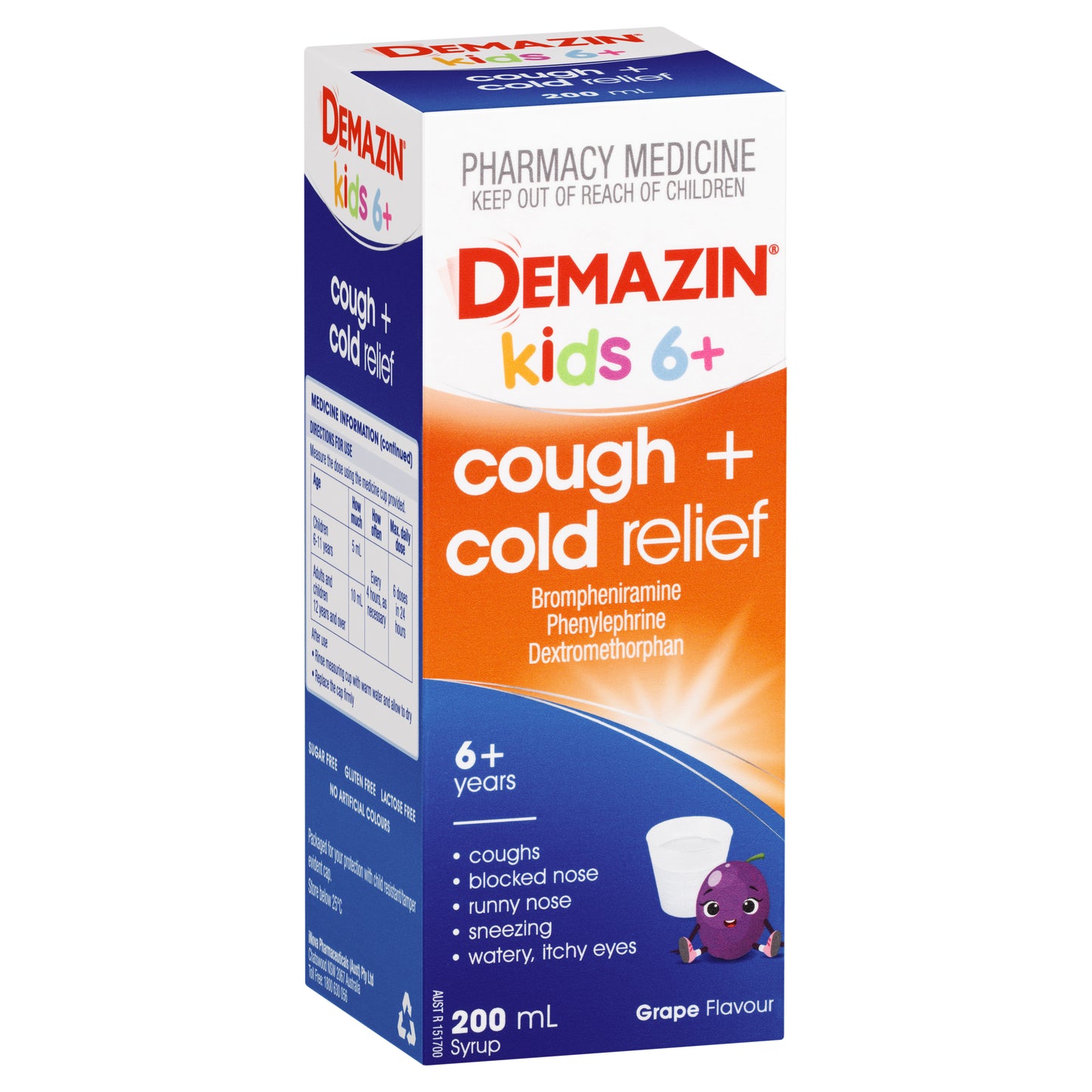 Demazin Kids 6+ Cough & Cold Relief Syrup Grape Flavour