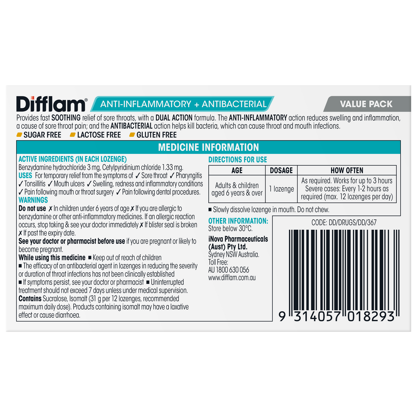 Difflam Sore Throat Lozenge