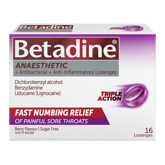 Betadine Anaesthetic + Antibacterial + Anti-Inflammatory Lozenges