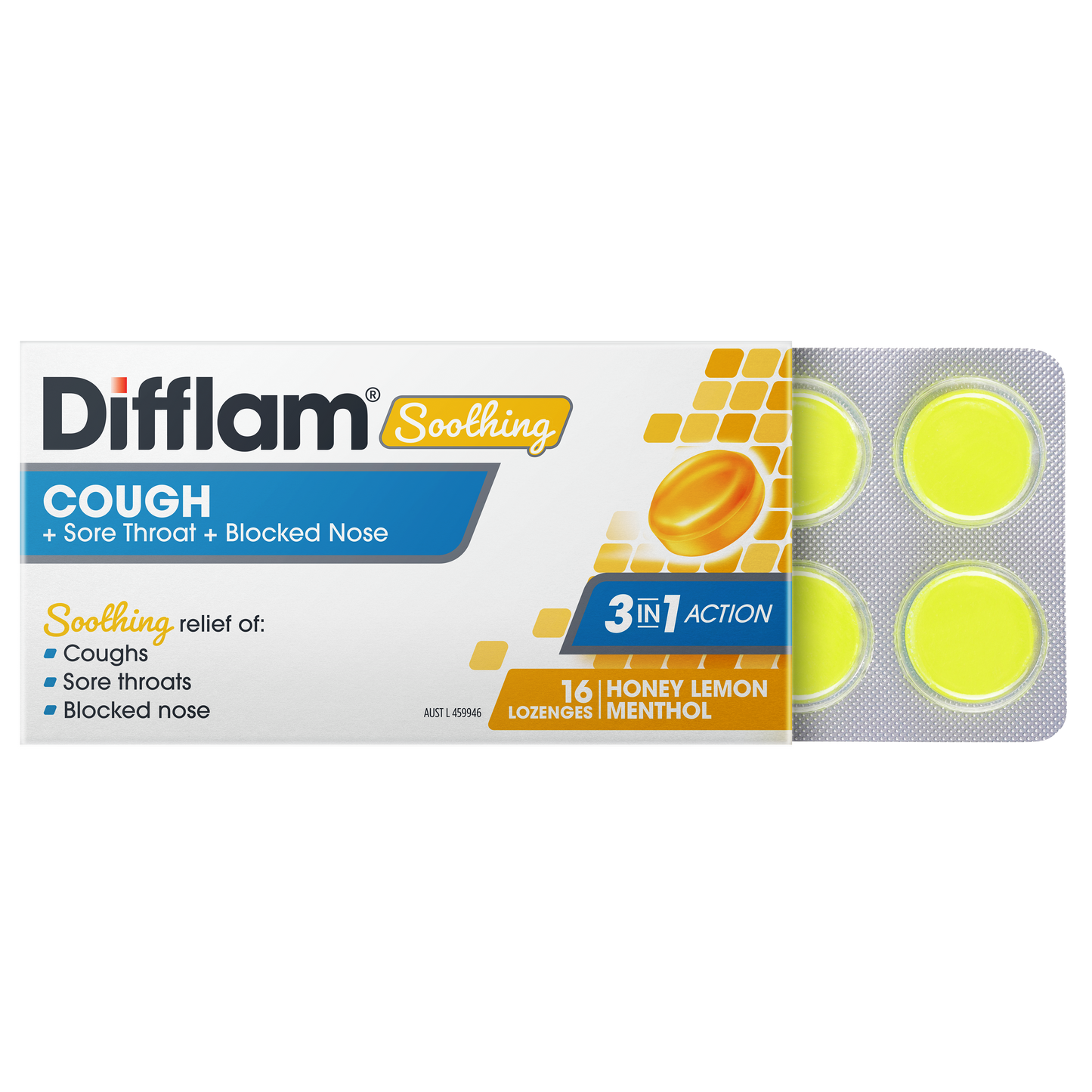 Difflam Soothing Cough + Sore Throat + Blocked Nose Lozenges