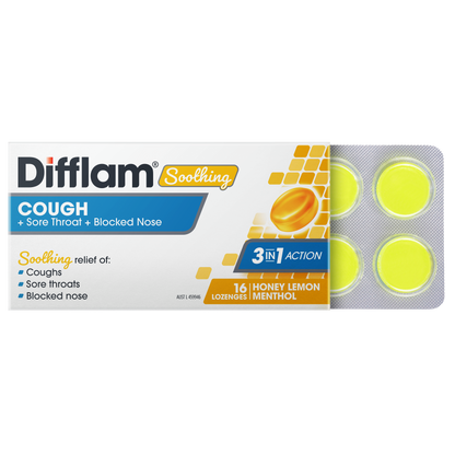 Difflam Soothing Cough + Sore Throat + Blocked Nose Lozenges